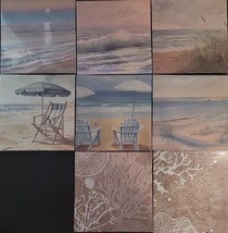 Seaside Beach Shore Living Canvas Prints Framed 8.5”x8.5”x0.5” SB24d, Select Pri - £3.18 GBP