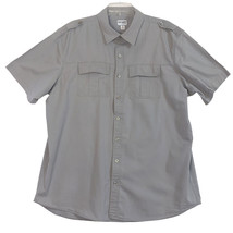 Old Navy Men&#39;s Work Shirt Size XL Button Up Light Gray Short Sleeve Pockets - £7.21 GBP