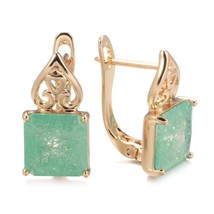 New Emerald Square Cut Zircon Drop Earrings for Women Luxury Natural Zircon With - £10.71 GBP