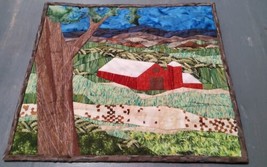 Handmade Quilted Wall Hanging 13.5x12 Thunderstorms Over Texas HIll Coun... - $60.57