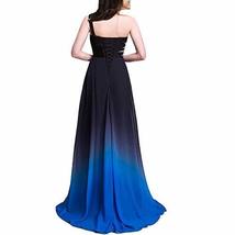 Kivary Custom Made Beaded One Shoulder Long Ombre Formal Prom Evening Dress Blac - £92.58 GBP