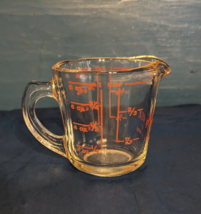 Vintage Pyrex 1 Cup Measuring Cup #508 Red Print D-Handle USA - £11.56 GBP