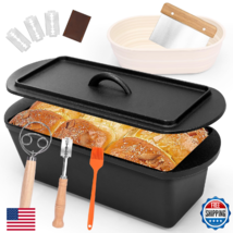 QuliMetal 14×5.5 Bread Loaf Pan, Oval Cast Iron Bread Pan With Lid,Sourd... - $82.63
