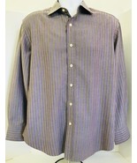 Robert Graham Shirt Tan Purple Striped Contrast Flip Cuff Floral LG Long... - £38.76 GBP