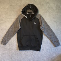 Adidas Climawarm Full Zip Black Hoodie Small Grey Sleeves - $16.83