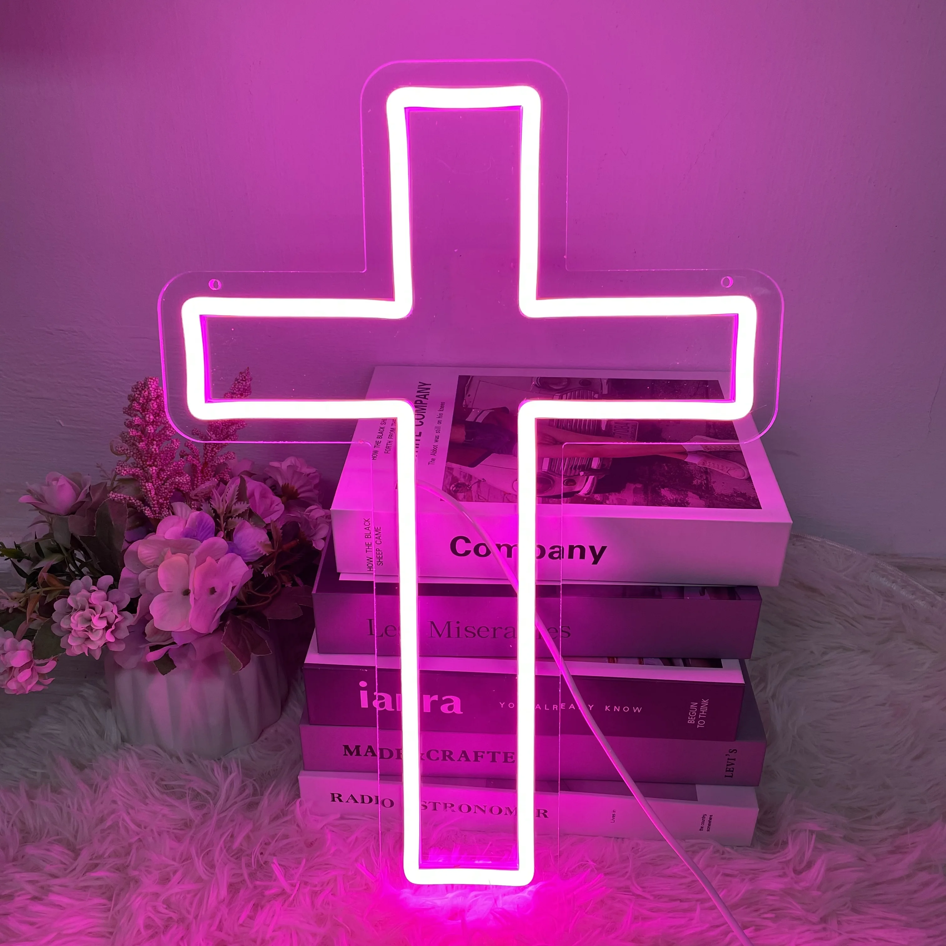 Cross LED Neon Sign Custom Home Wall Art Decor Holly Cross Home Club Bar... - $87.16