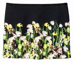 New Victoria Beckham Black Satin Floral Skirt 2X Garden Photo Target Sample - £15.41 GBP