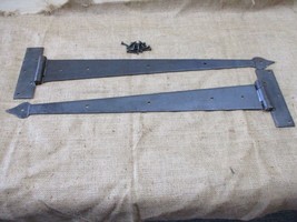 2 HUGE Strap T Hinges 24&quot; Tee Hand Forged Gate Barn Rustic Medieval Iron Large - £59.80 GBP