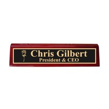 Desk Wedge Name Plate - PERSONALIZED - Rose - 11 Inches (Rosewood Piano) - $43.11