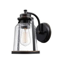 Globe Electric Roth 1-Light Oil Rubbed Bronze Wall Sconce Clear Seeded G... - $44.50