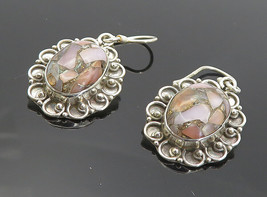 925 Sterling Silver - Vintage Cabochon Cut Mosaic Jasper Dangle Earrings- EG3754 - £24.68 GBP