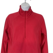 Athleta Womens Sz Medium Pink Mission Peak Pullover 1/2 Zip Embroidered Fleece  - £16.80 GBP