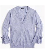 J. Crew 100% Merino Wool V-neck Sweater MEDIUM Drawstring Sleeves Lilac ... - $39.69 CAD
