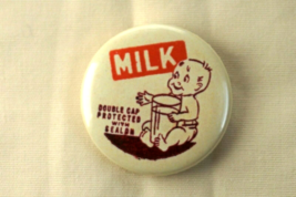 New Double Cap Protected w Sealon Milk Baby Mini Vintage Metal Badge Pin... - $2.92