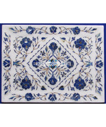 12&quot;x8&#39;&#39; White Marble Marquetry Tray Lapis Lazuli Inlay Kitchen Decorativ... - £302.66 GBP
