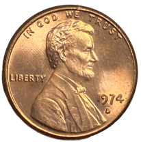 1974 D Lincoln Memorial Cent Red - $0.99