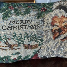 Vintage Merry Christmas Santa Tapestry Pillow Grandmillennial - £15.73 GBP