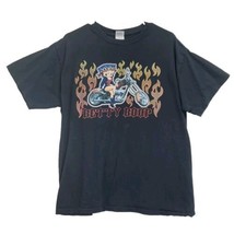 Retro Betty Boop Mens Large Faded Spell Out Pinup Fire Flames Motorcycle T-Shirt - £27.20 GBP