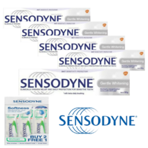 Sensodyne Toothpaste Gentle Whitening Sensitive Teeth 100g x 5 + 3x Toothbrush - $59.56