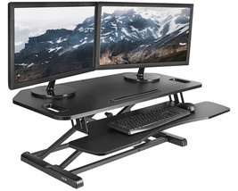 VIVO Black Height Adjustable Corner Desktop Monitor Riser 38" Sit Stand Tabletop - £222.07 GBP