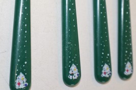 Vintage Lot of 4 Gibson Green Christmas Tree Handle Spoons Flatware Stainless - £10.24 GBP