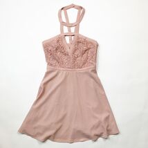 Lulus Womens Dress Blush Pink Size Small Halter Neck Open Back Mini Lace - $13.81