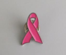 Vintage Bright Pink Breast Cancer Awareness Ribbon Lapel Hat Pin - £5.81 GBP