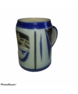German Handarbeit Pottery Beer Stein Gray Blue Mug Salt Glaze Artist Signed - $415.63 MXN