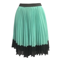 Worthington Womens Pleated Skirt Mint Black Lined Elastic Waist Pull On XS - £9.48 GBP