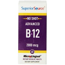 Superior Source No Shot Advanced B12 Vitamins, 2000 mcg, 60 Count - £18.12 GBP