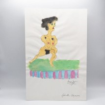 Watercolor Painting &amp; Drawing on Paper Nude Woman by Known Artist - £145.86 GBP