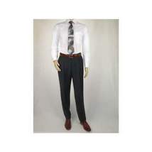 Men's MANTONI Pleated Pants 100% Wool Super 140's Classic Fit  46306-3 Charcoal image 5