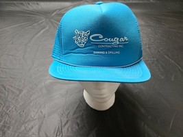 Vintage COUGAR Contracting Inc Sawing Drilling Snapback Mesh Trucker Hat... - £5.78 GBP