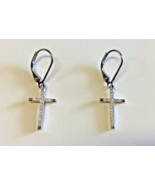 Cross 1&quot; .925 Sterling Silver Drop Earrings, New #AB-393-R2 - $273.81 MXN