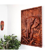 Rare Hand Carved Large African Safari Elephant Tusk Sculpture Wall Art T... - $3,998.90