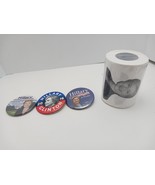 Lot Of 3 Pinback Buttons &amp; 1 Novelty Paper (NOT FOR USE) Hillary Clinton - $232.24 MXN