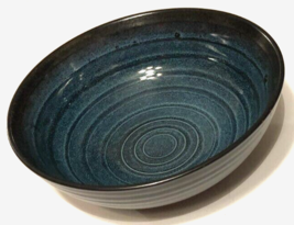 TRENDS TODAYS Stoneware Blue Black Swirl Circular Design Soup Cereal Bowl 7 3/4&quot; - £7.34 GBP