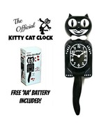 BLACK KITTY CAT CLOCK (3/4 Size) 12.75&quot; Free Battery MADE IN USA Kit-Cat... - €42,95 EUR