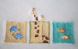 Small Wonders Baby Boy Girl Blanket Giraffe Fish Turtle Yellow Cream Security - £10.12 GBP