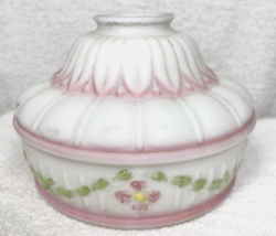 Antique Milk Glass Floral w Garland Painted Hanging Lamp Shade Detailed ... - $906.09 MXN