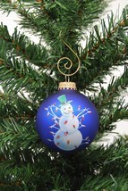 Snowman Decorated in Lights 2-5/8&quot; Matte Glass Ball Christmas Ornament - £7.94 GBP