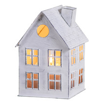 Tin House 9-Inch Jar Candle Holder Rustic White Wash Christmas Village D... - $27.95