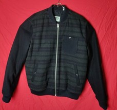 Levi&#39;s Men L Strip Wool Blend Pocket Full Zipped Bomber Varsity Letterman Jacket - £63.06 GBP