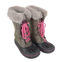 London Fog Beckenham Gray Quilted Winter Snow Boots, Plush Lined, Girls&#39; Size 2 - £12.34 GBP