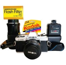 Minolta X-370 35mm Film Camera Vintage w/ Accessories Lenses Film Flash ... - $249.99