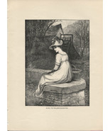 Tennyson&#39;s Alice, the Miller&#39;s Daughter. Antique 1892 wood engraving print. - £9.48 GBP