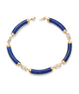 PalmBeach Jewelry 4.40 TCW Lapis and Blue Topaz Bracelet Goldtone .925 S... - £88.34 GBP