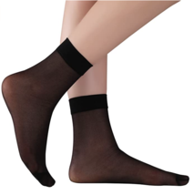 Ankle High Sheer Socks 5 Pairs 100% Nylon Black Sz M Women&#39;s US Size 9-12 NEW - £9.88 GBP