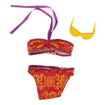 2012 Barbie Beach Raquelle Orange Purple Halter Bikini Yellow Sunglasses... - $7.99