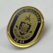 USS Wisconsin US Navy Military Naval Enamel Lapel Hat Pin Pinback - £4.44 GBP